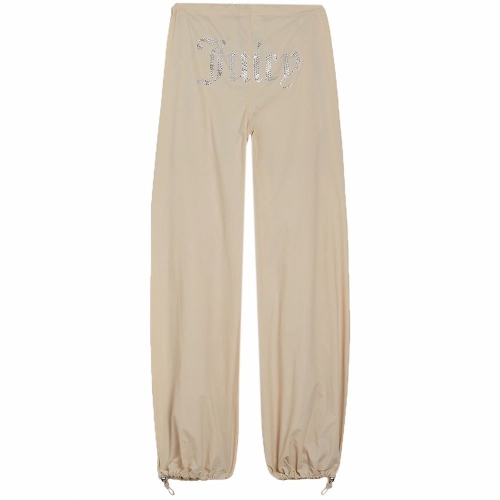 Women’s Juicy Couture Oversized Beige Cargo Parachute Pants Size Small Y2K